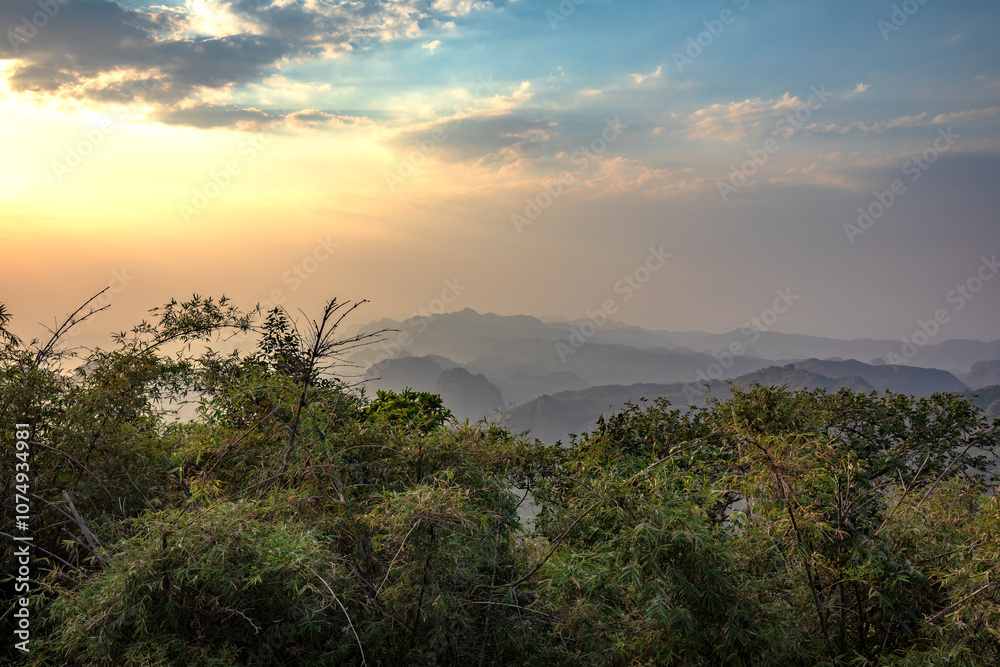 Beautiful Sunset view of satpura mountain range, View from Dhoopgarh, Pachmarhi, Madhya Pradesh, India. Beautiful Sunset view of satpura mountain range, View from Dhoopgarh, Pachmarhi, Madhya Pradesh, India.