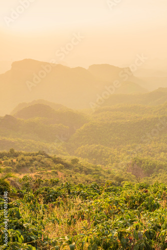 Beautiful Sunset view of satpura mountain range, View from Dhoopgarh, Pachmarhi, Madhya Pradesh, India. photo