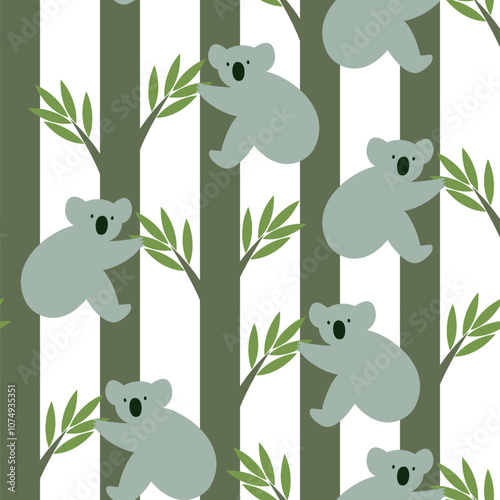 Photography Vector seamless pattern with koalas sitting on trees