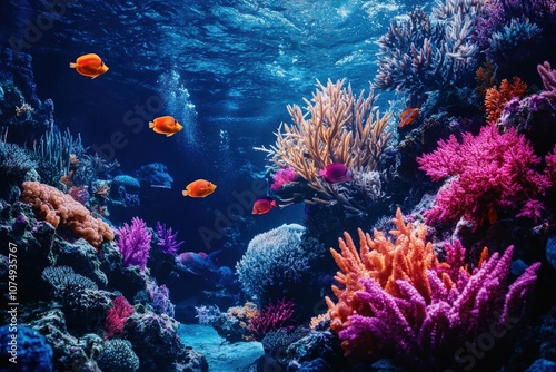 Wallpaper Mural Vibrant Coral Reef with Orange and Pink Fish Torontodigital.ca
