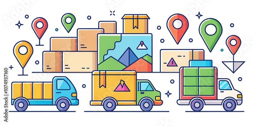 Enhance your delivery service with vibrant flat design illustrations.  Capture attention and convey professionalism.