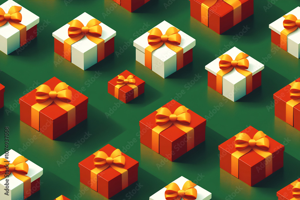 Colorful boxes on green Colorful boxes on green