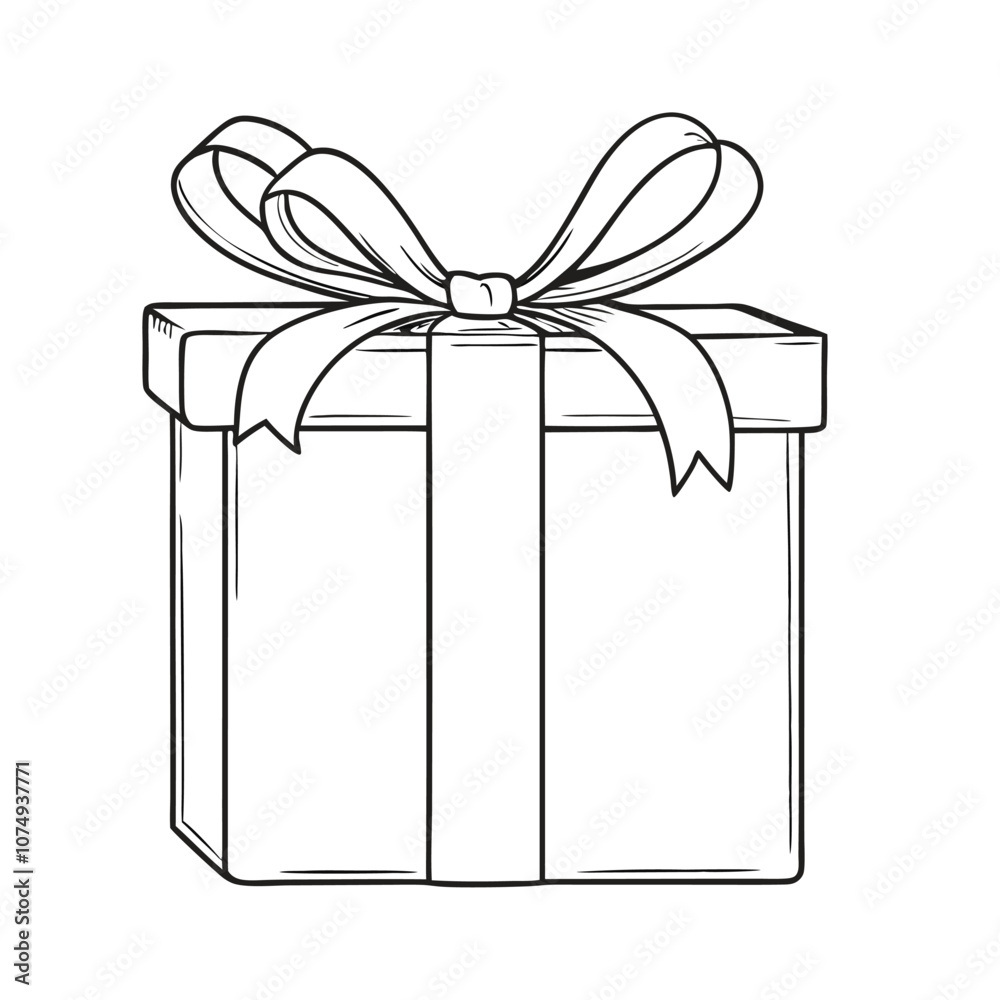 Vector Sketch Gift Box with Ribbon and Bow illustration Vector Sketch Gift Box with Ribbon and Bow illustration