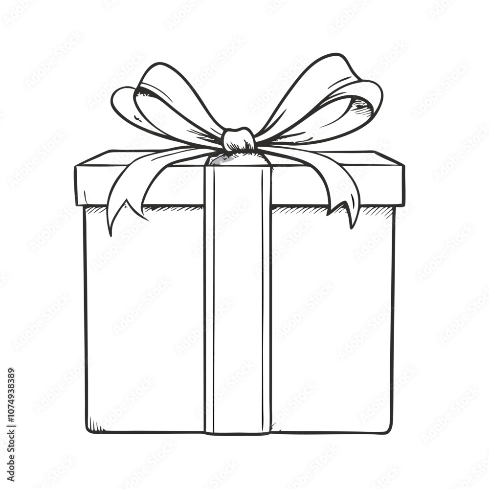 Vector Sketch Gift Box with Ribbon and Bow illustration Vector Sketch Gift Box with Ribbon and Bow illustration