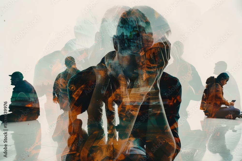 Fototapeta premium People Arguing in Double Exposure Capture