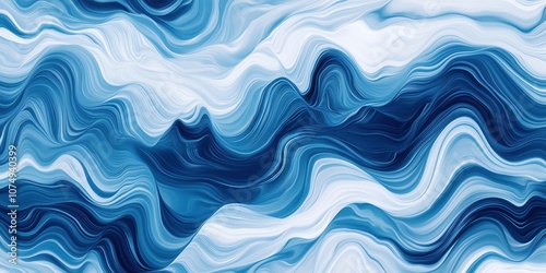 Abstract blue waves, fluid patterns, smooth textures, varying shades of blue