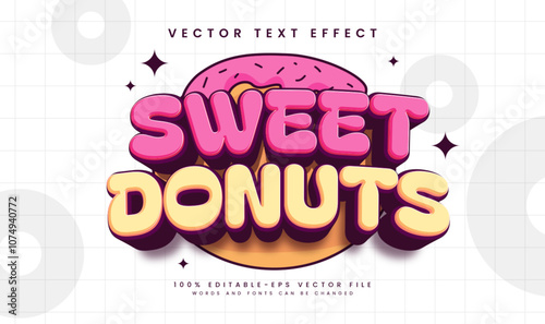 Sweet donuts editable vector text effect, with delicious sweet concept