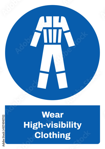 Wallpaper Mural ISO mandatory safety signs sentence case text_wear high-visibility clothing_portrait size a4/a3/a2/a1 Torontodigital.ca