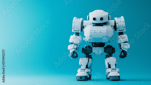 robot 3d technology android character cartoon render machine cyborg cute toy computer white funny blue illustration robotic futuristic isolated red future artificial camera Generative AI 