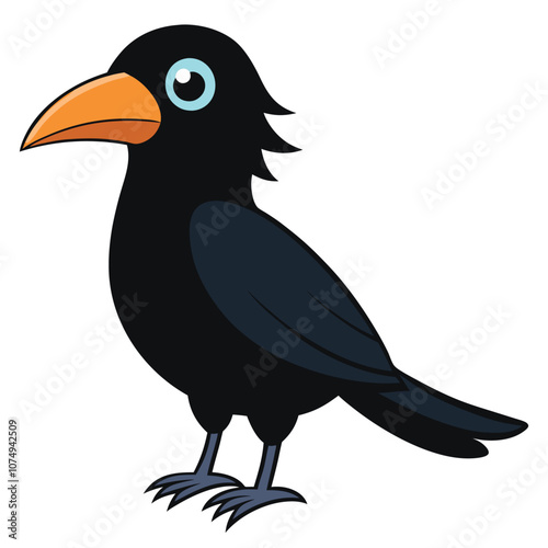 Crow isolated on white background, vector illustration photo