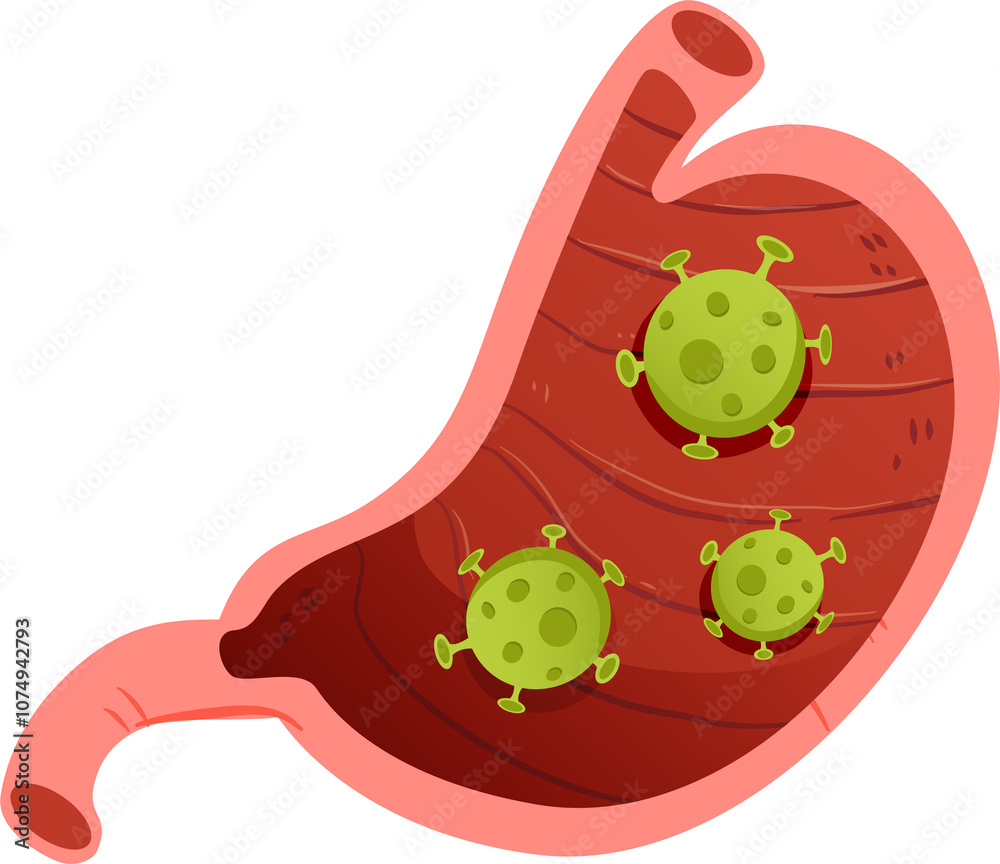 Naklejka premium Various types of stomach with sickness