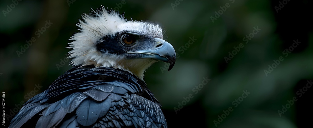 Fototapeta premium Close-up of an Amazon Harpy Eagle's face, with its sharp beak and intense gaze,