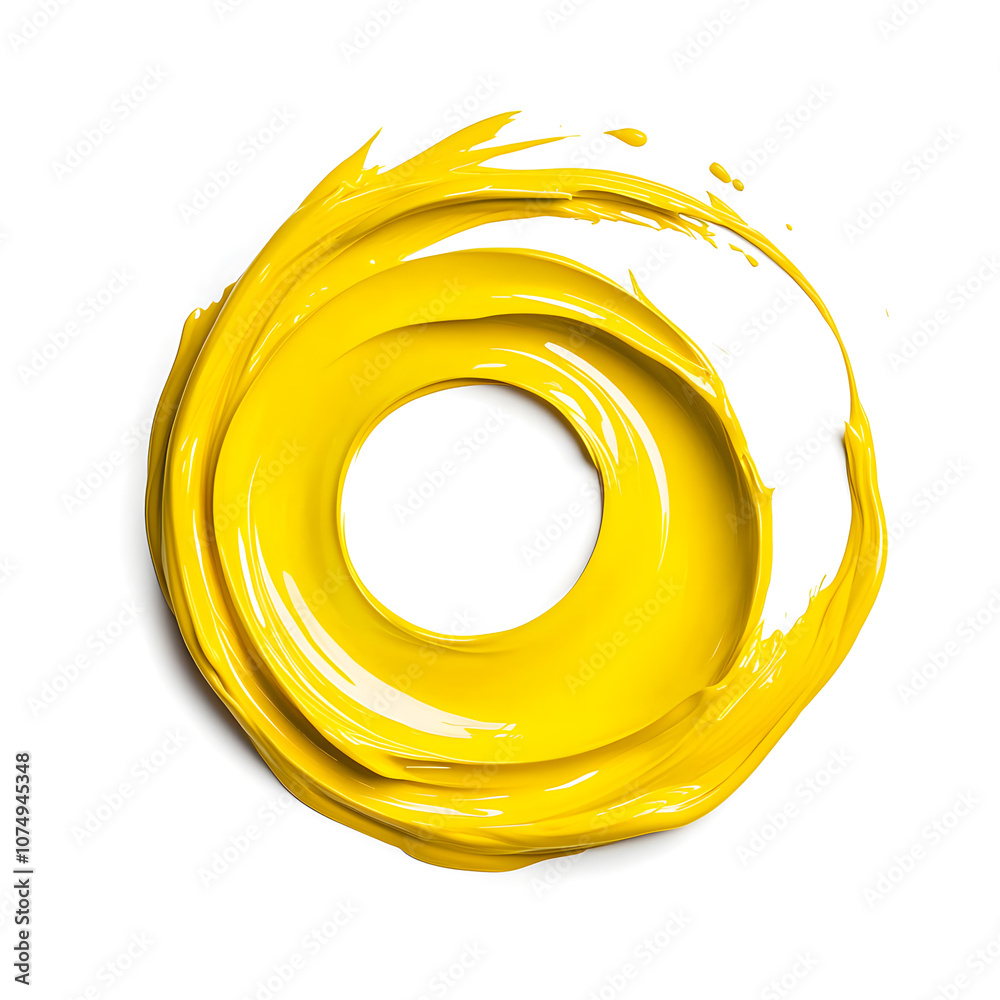 Yellow paint swirl isolated on white background	