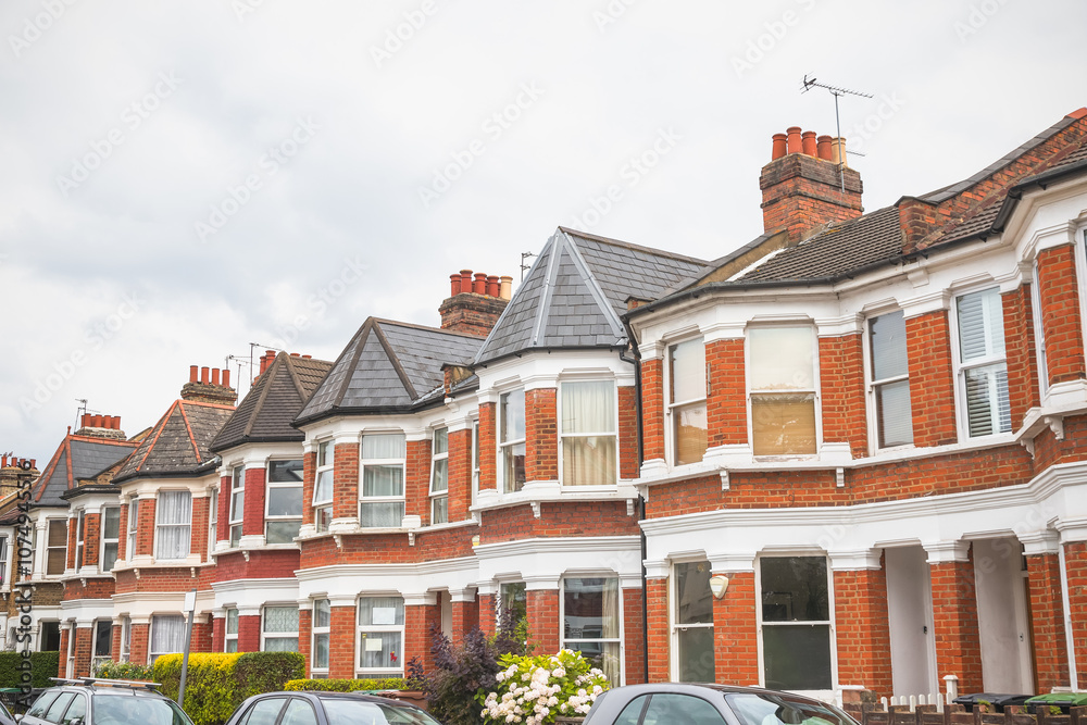 Row of traditional English terraced houses in Harringay, London, UK Row of traditional English terraced houses in Harringay, London, UK