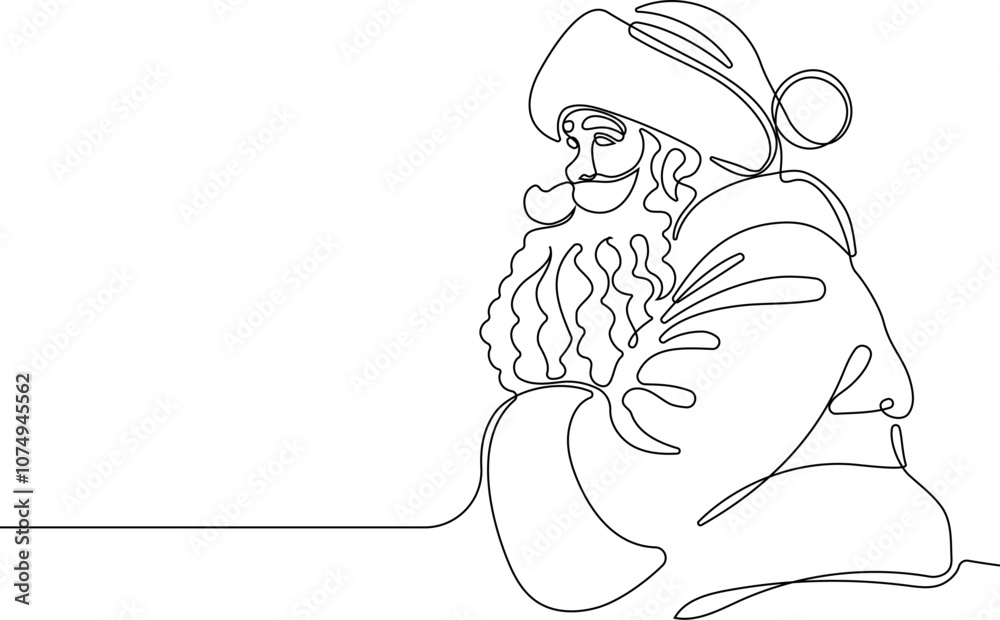 One continuous line drawing Santa Claus on reindeer and sled. concept for Christmas and New Year. vector illustration. Vector illustration One continuous line drawing Santa Claus on reindeer and sled. concept for Christmas and New Year. vector illustration. Vector illustration