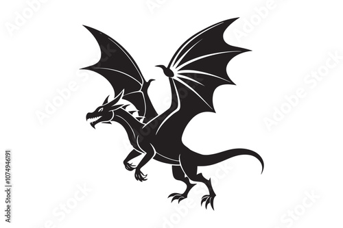 Dragon Silhouette vector illustration, Dragon Silhouette, Dragon Silhouette PNG 