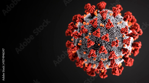 Close-up 3D image of a spiked virus particle Coxsackievirus photo