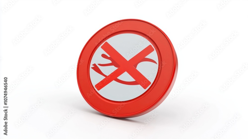 No swimming 3D prohibition sign with crossed-out swimmer icon, isolated on white background No swimming 3D prohibition sign with crossed-out swimmer icon, isolated on white background