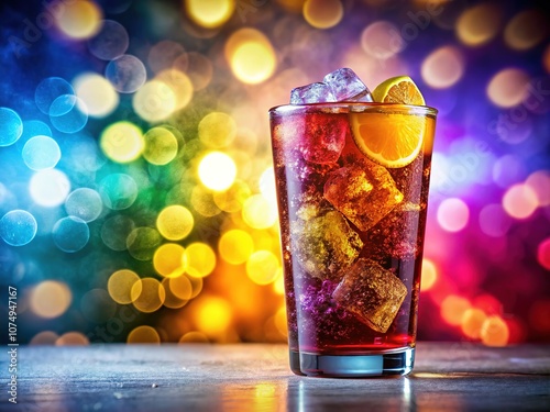 Iced soda, white background; sharp image, complete clipping path.