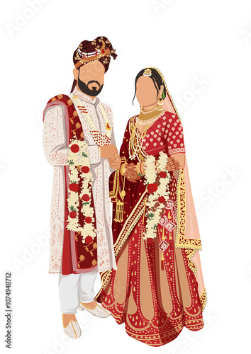 traditional indian wedding couple illustration art photo