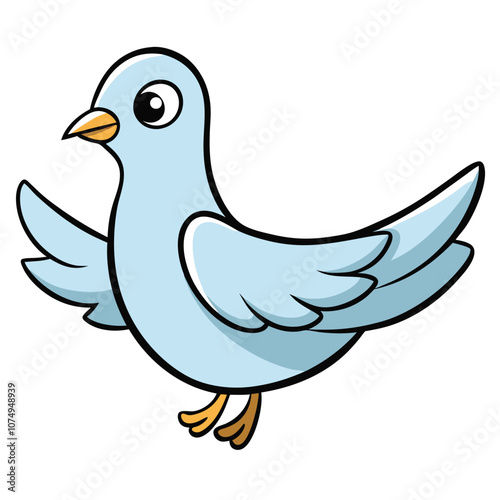 Dove vector illustration. Cute dove cartoon clipart, bird animal in flat style.