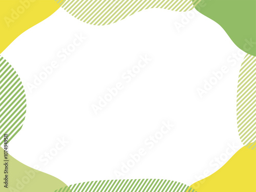 流体シェイプの抽象的なポップなフレーム　緑　黄色　Liquid abstract background. fluid vector banner template.