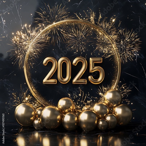 happy new year, golden 2025 number