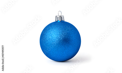 Shiny Blue Christmas ball isolated on a white background 