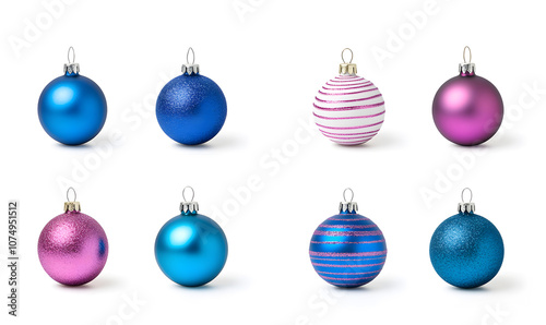 Shiny Christmas balls collection isolated on a white background 