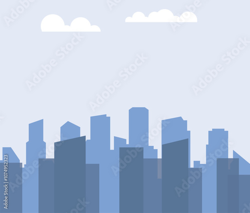 Cityscape with buildings and parkland. 2d Cartoon City Background with buildings. City illustration wallpaper.	