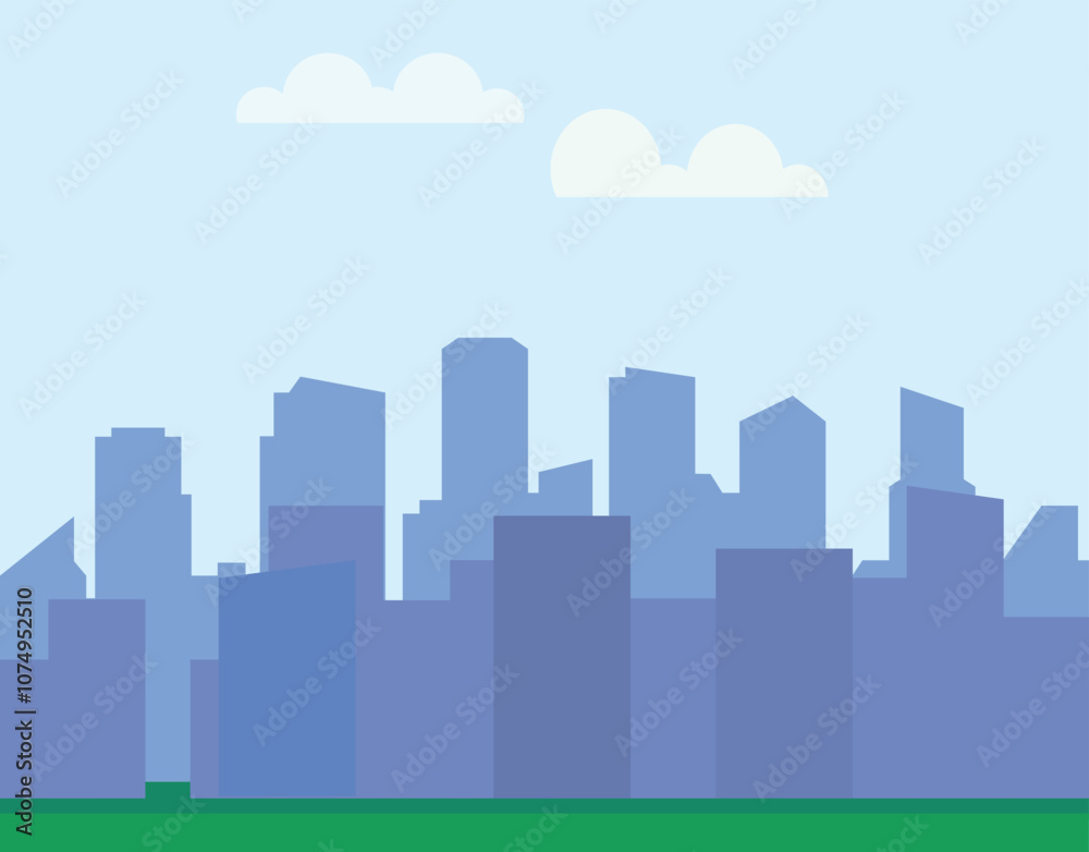 Cityscape with buildings and parkland. 2d Cartoon City Background with buildings. City illustration wallpaper. Cityscape with buildings and parkland. 2d Cartoon City Background with buildings. City illustration wallpaper.