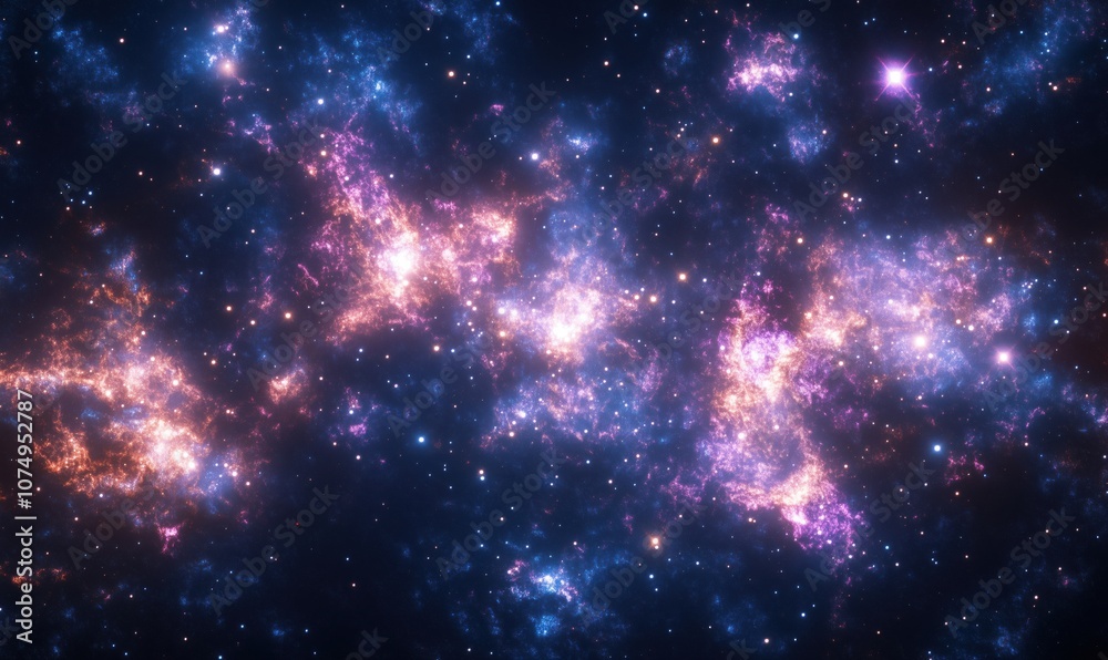 Cosmic nebulae and stars in vibrant colors, deep space scene Cosmic nebulae and stars in vibrant colors, deep space scene