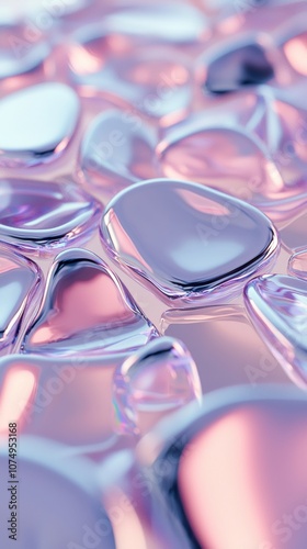 A close up of shiny, metallic spheres in a pinkish hue