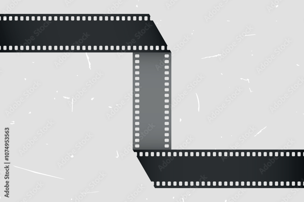 Fototapeta premium Folded movie film strip on grunge background. Vector illustration