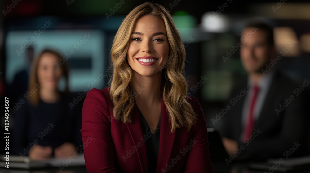 Engaging news anchor inspires audience with charismatic presence Engaging news anchor inspires audience with charismatic presence