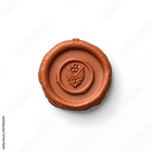 Top view wax seal sticker isolated on white 