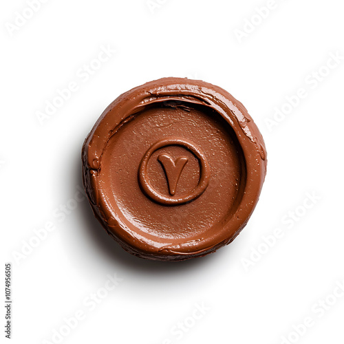 Top view wax seal sticker isolated on white 