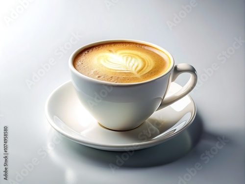 Pure simplicity: a white coffee cup on a white backdrop.