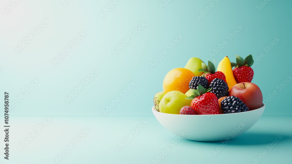 Colorful Bowl of Fresh Healthy Fruits on a Smooth Gradient Background Ideal for Nutrition and Healthy Lifestyle Themes Colorful Bowl of Fresh Healthy Fruits on a Smooth Gradient Background Ideal for Nutrition and Healthy Lifestyle Themes