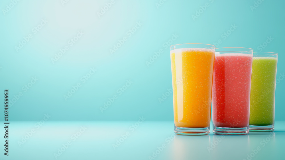 Fresh and Vibrant Smoothies in Glasses Against a Soft Gradient Background, Perfect for Promoting Healthy Lifestyles and Colorful Beverages for Nutritional Choices Fresh and Vibrant Smoothies in Glasses Against a Soft Gradient Background, Perfect for Promoting Healthy Lifestyles and Colorful Beverages for Nutritional Choices