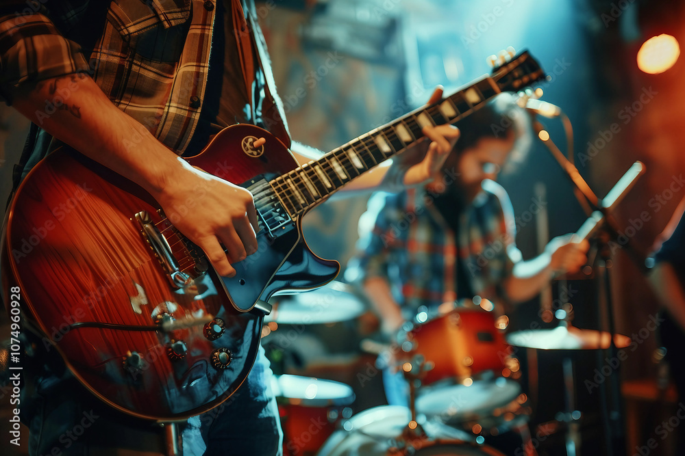 Generative AI Image of a Guitarist Performing with Acoustic Guitar Generative AI Image of a Guitarist Performing with Acoustic Guitar