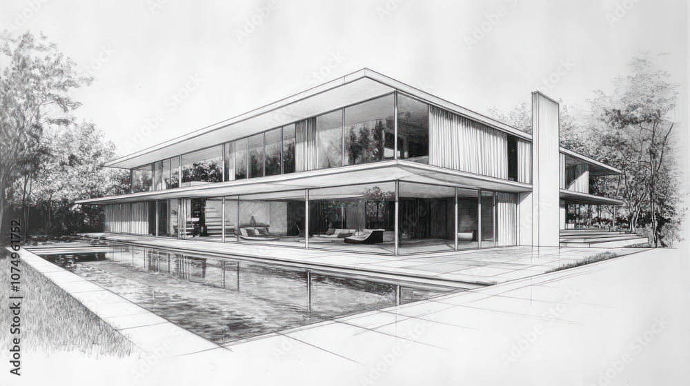Modern House Architectural Sketch Modern House Architectural Sketch