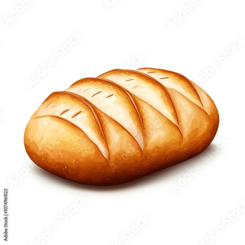 Freshly baked loaf of bread with a golden crust and soft interior.