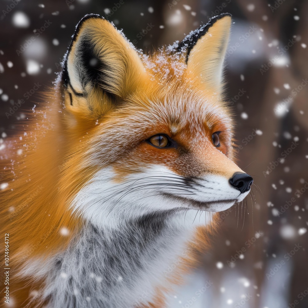 A red fox emerges from its den in a snowy forest during winter, showcasing its vibrant fur and keen expression A red fox emerges from its den in a snowy forest during winter, showcasing its vibrant fur and keen expression