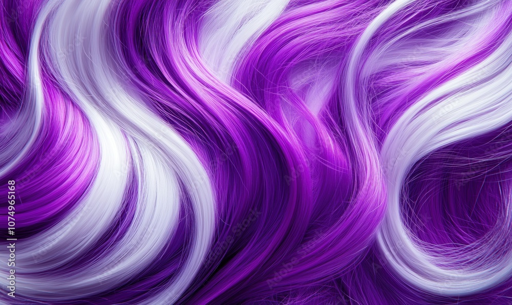 Fototapeta premium Vibrant purple and white hair strands flowing elegantly, showcasing texture and color