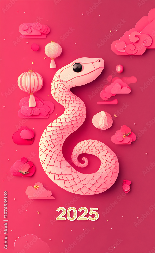 Fototapeta premium 2025 pink snake design