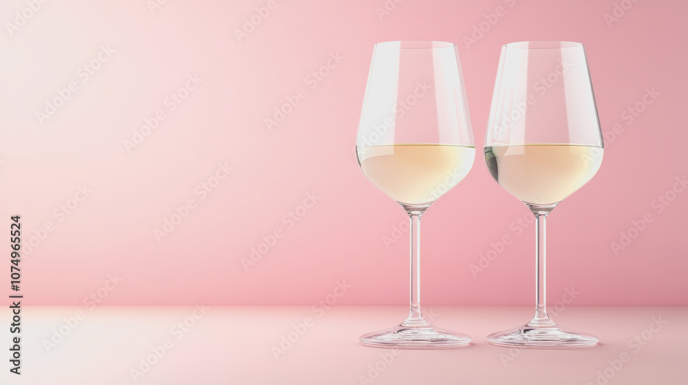 Elegant White Wine Glasses on a Smooth Gradient Table Perfect for Celebrations and Gatherings, Ideal for Marketing and Advertising Use Elegant White Wine Glasses on a Smooth Gradient Table Perfect for Celebrations and Gatherings, Ideal for Marketing and Advertising Use