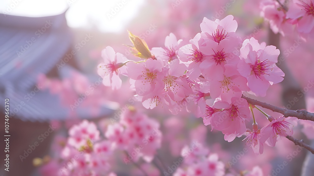 Vibrant Pink Cherry Blossoms With Himeji Castle Spring picture Vibrant Pink Cherry Blossoms With Himeji Castle Spring picture