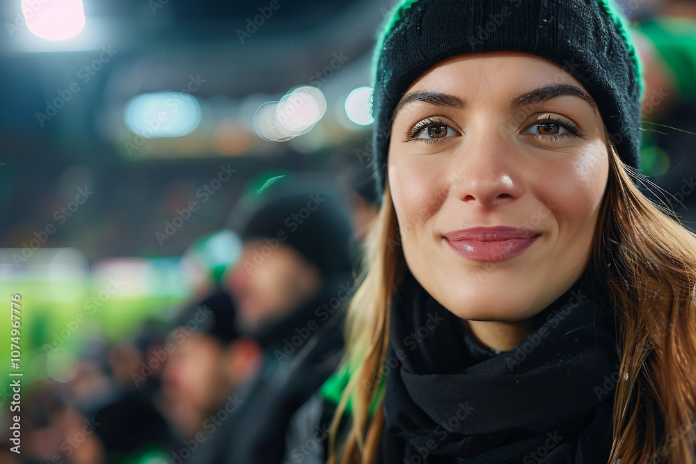 Generative AI Sports Fan Watching Football Match in Stadium Generative AI Sports Fan Watching Football Match in Stadium