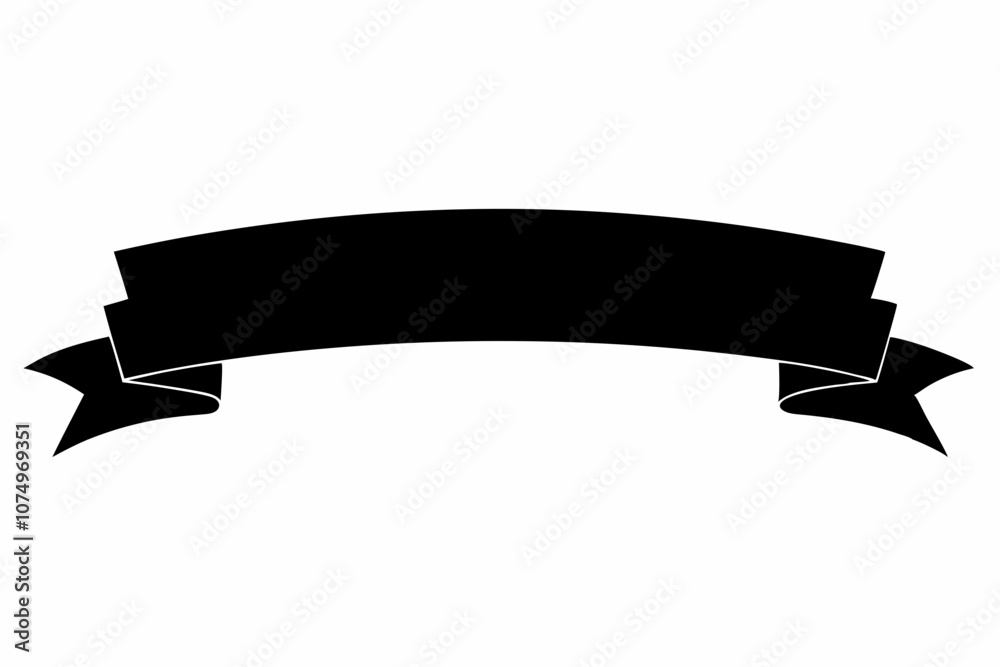 Ribbon Banner Vector, Paper Ribbon Black Icon, banner silhouette vector illustration Ribbon Banner Vector, Paper Ribbon Black Icon, banner silhouette vector illustration